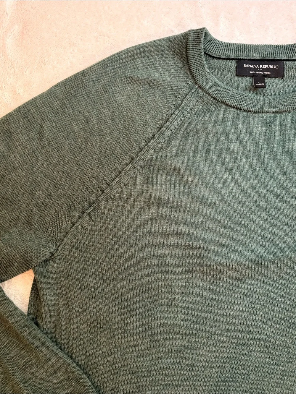 Banana Republic Men's Merino Wool Crewneck Sweater Forest Green Sz L